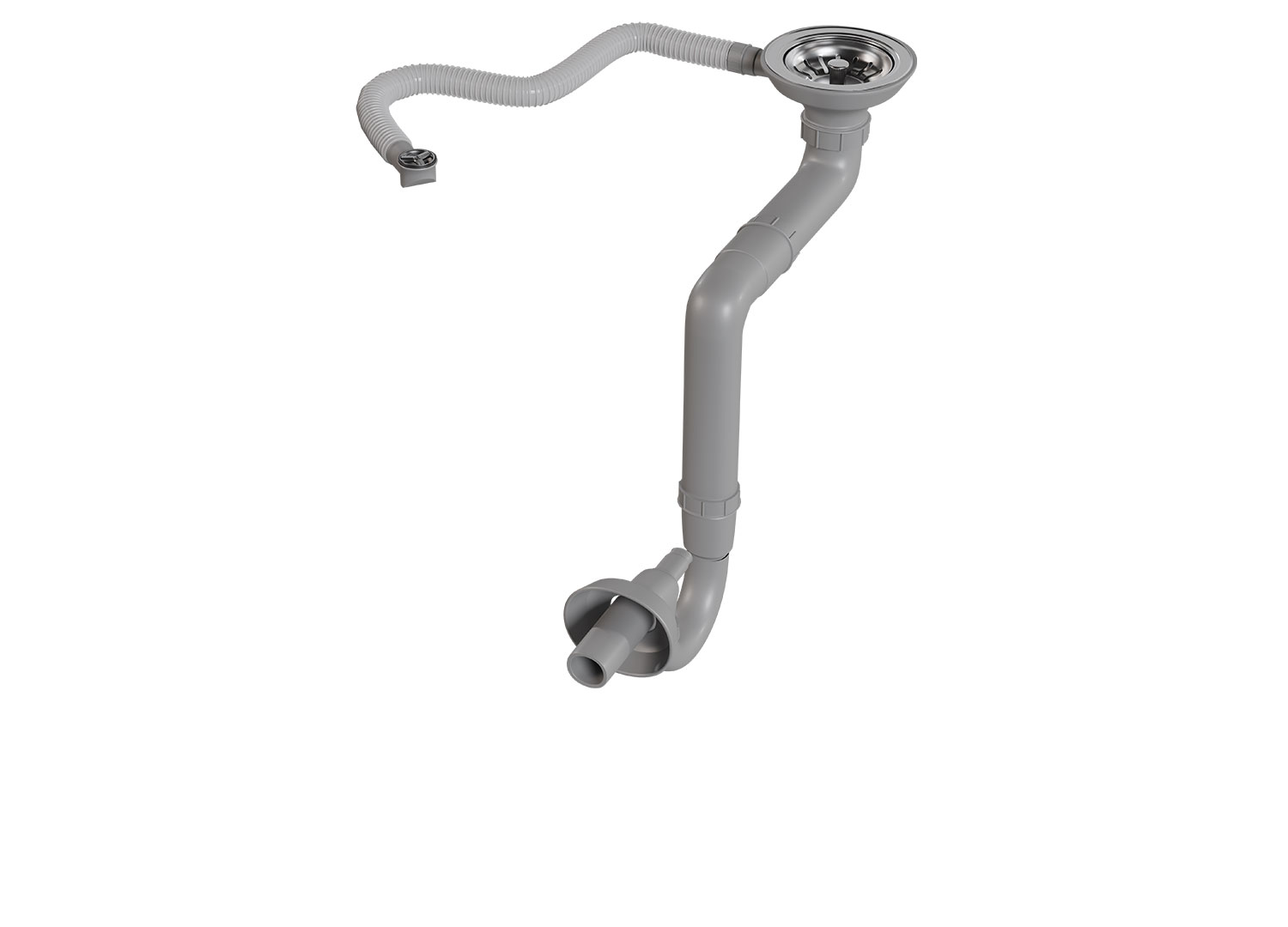 EVİYE SİFON SET TEK GÖZ YUVARLAK TAŞMALI